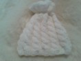 Bonnet tricot écru bébé fille, bonnet écru laine fait main, bonnet écru laine torsades tricoté aux aiguilles @ créArt